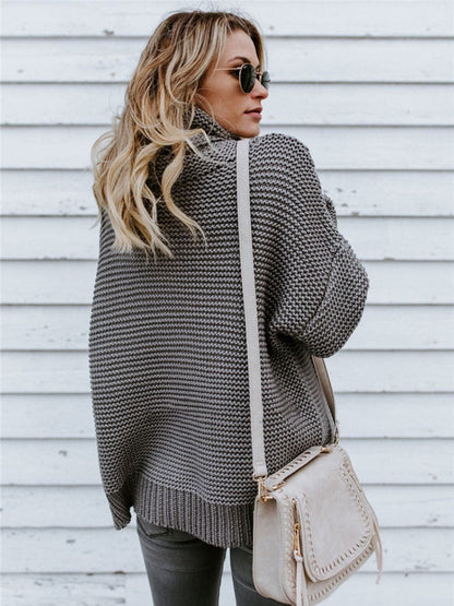 Turtleneck Dropped Shoulder Sweater.