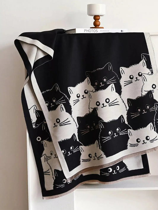 Cute Cat Pattern Knitted Scarf Simply Love