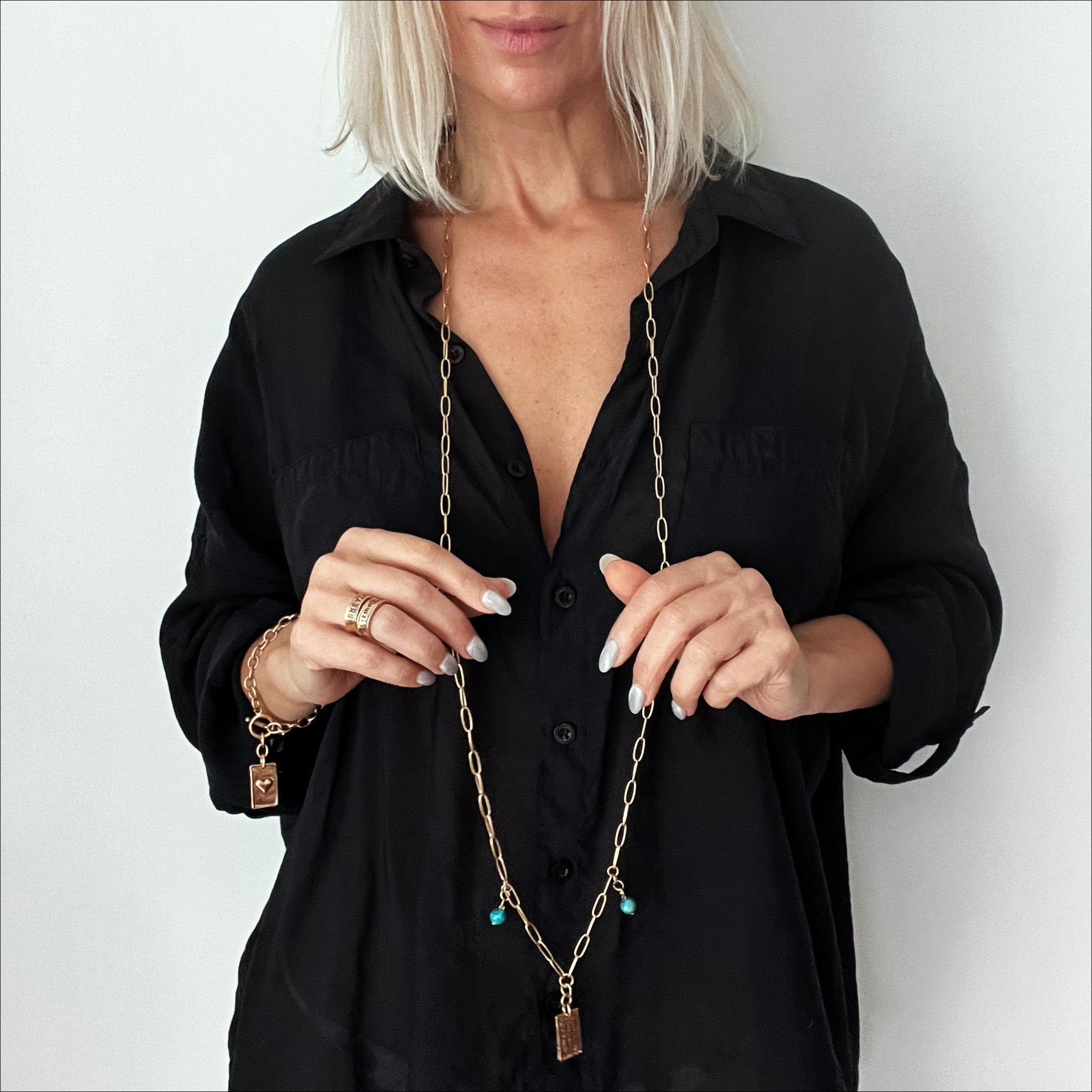 Take a Deep Breath and Let That Shit Go Heart Klink Necklace Katia Designs