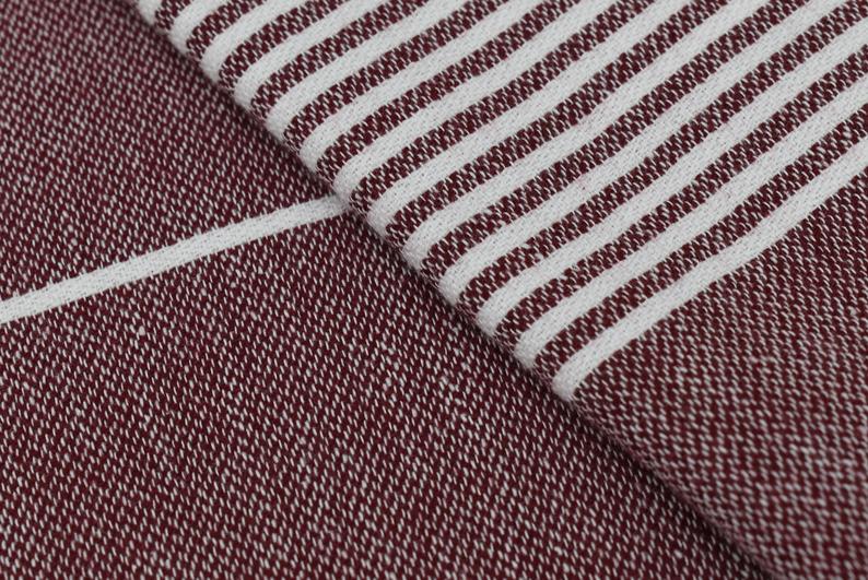 Burgundy Monte Carlo Turkish Towel 40 Inch by 70 Inch Hand Loomed 100 Percent Natural Cotton - Love Salve 