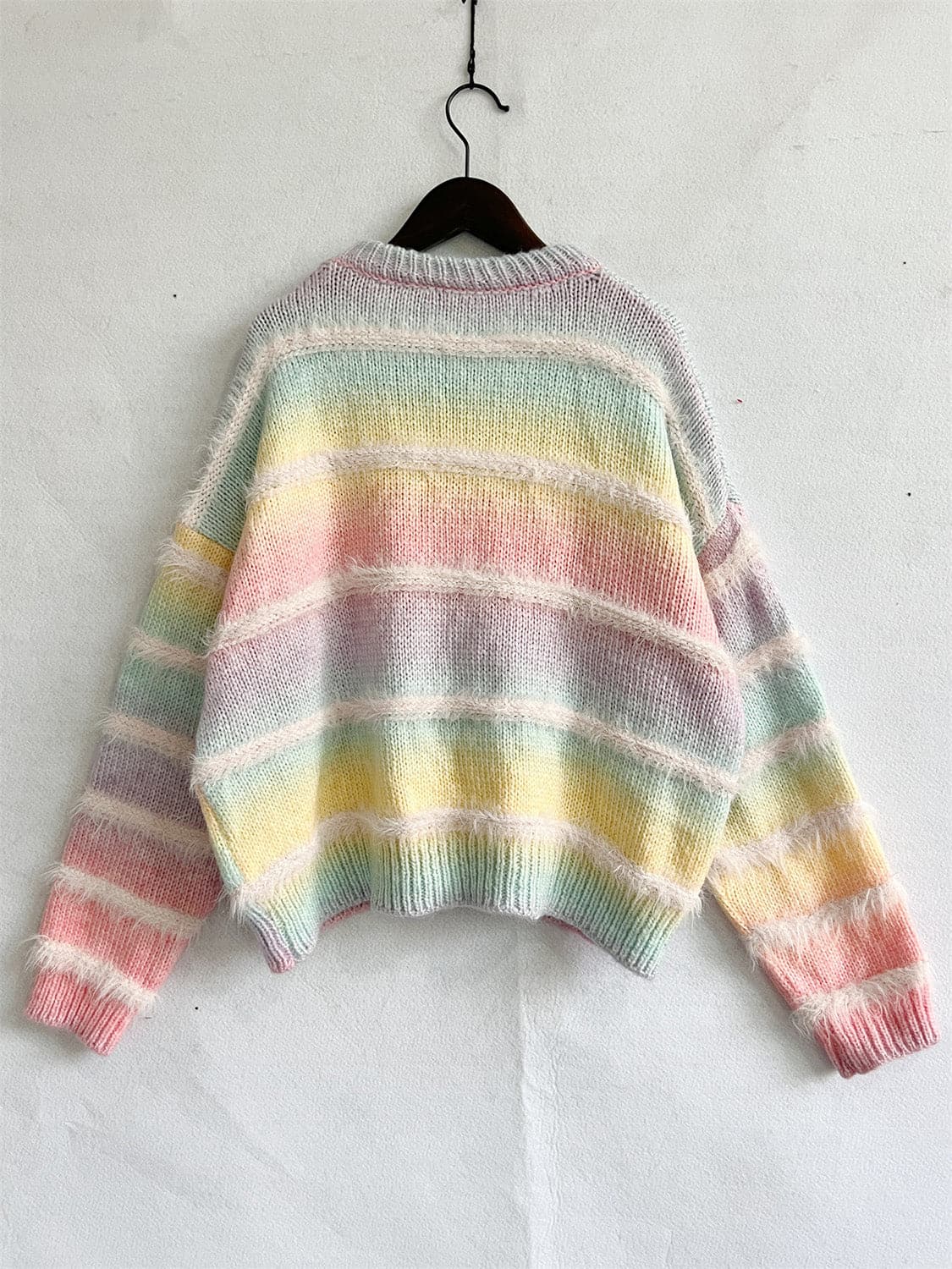 Striped Round Neck Long Sleeve Sweater.