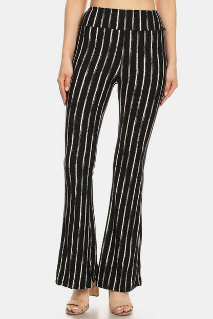 Leggings Depot Striped High Waist Flare Pants.