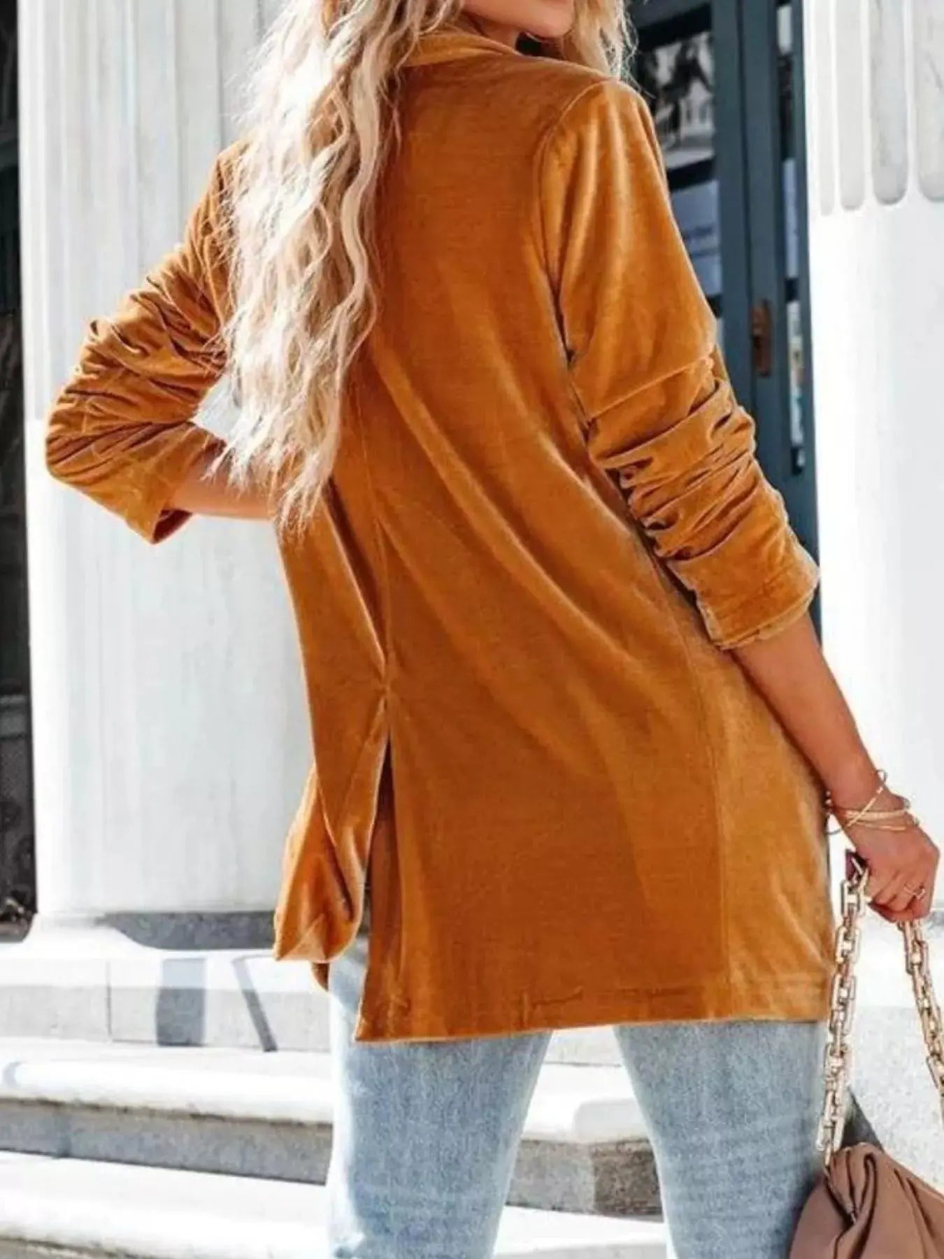 Velvet One Button Outerwear Simply Love