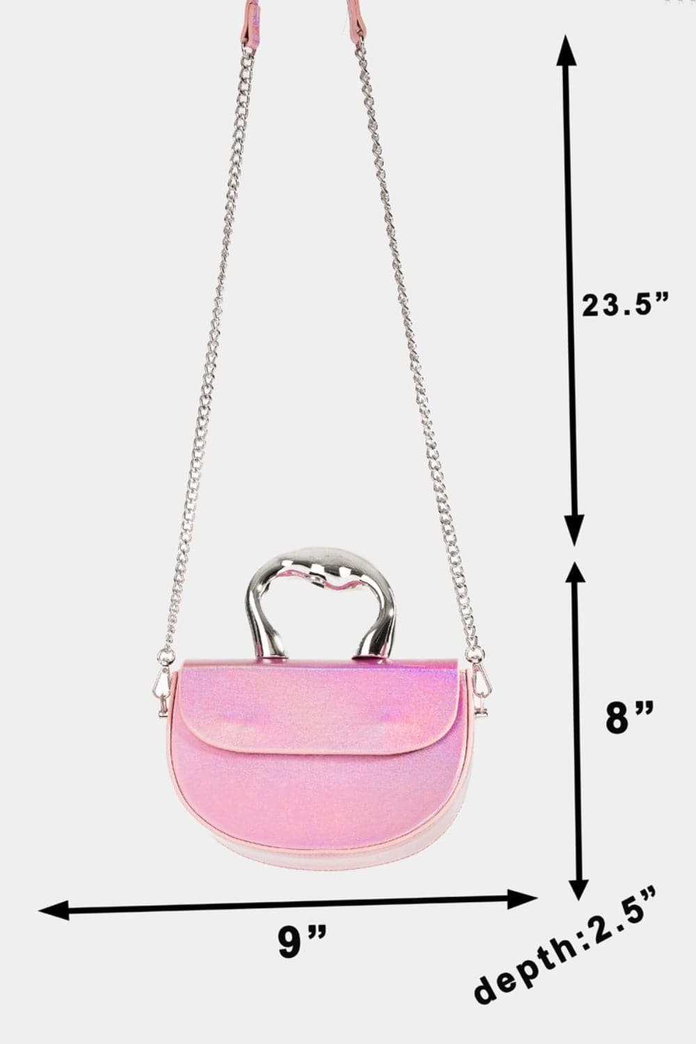 Chic glossy semi-circle handbag with top handle