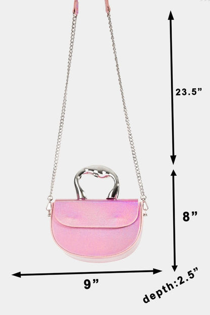 Fame glossy semi-circle handbag