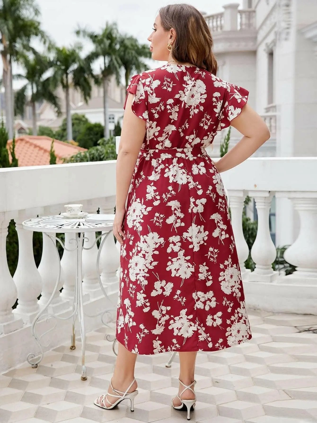 Floral Plus Size Midi Dress - Love Salve 