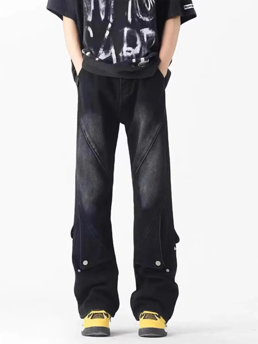 Men's Plus Size Vintage Wash Wide Leg Jeans Simply Love
