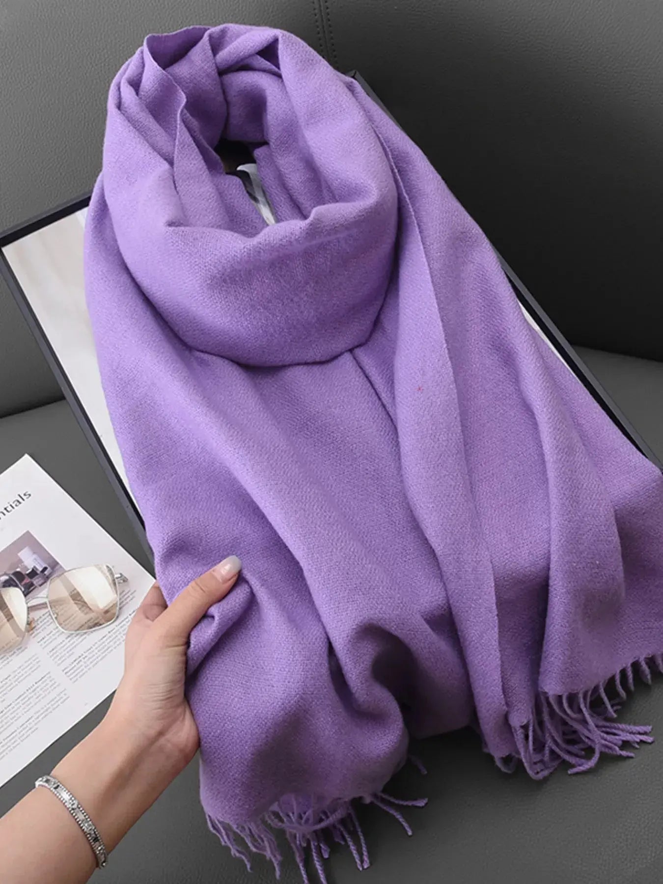 Solid Color Fringe Scarf Simply Love