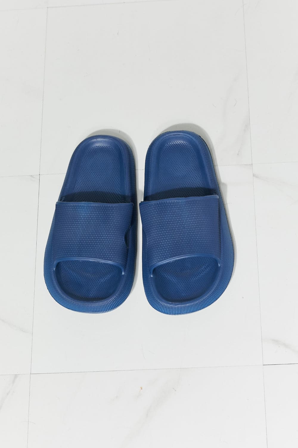 MMShoes Arms Around Me Open Toe Slide in Navy.