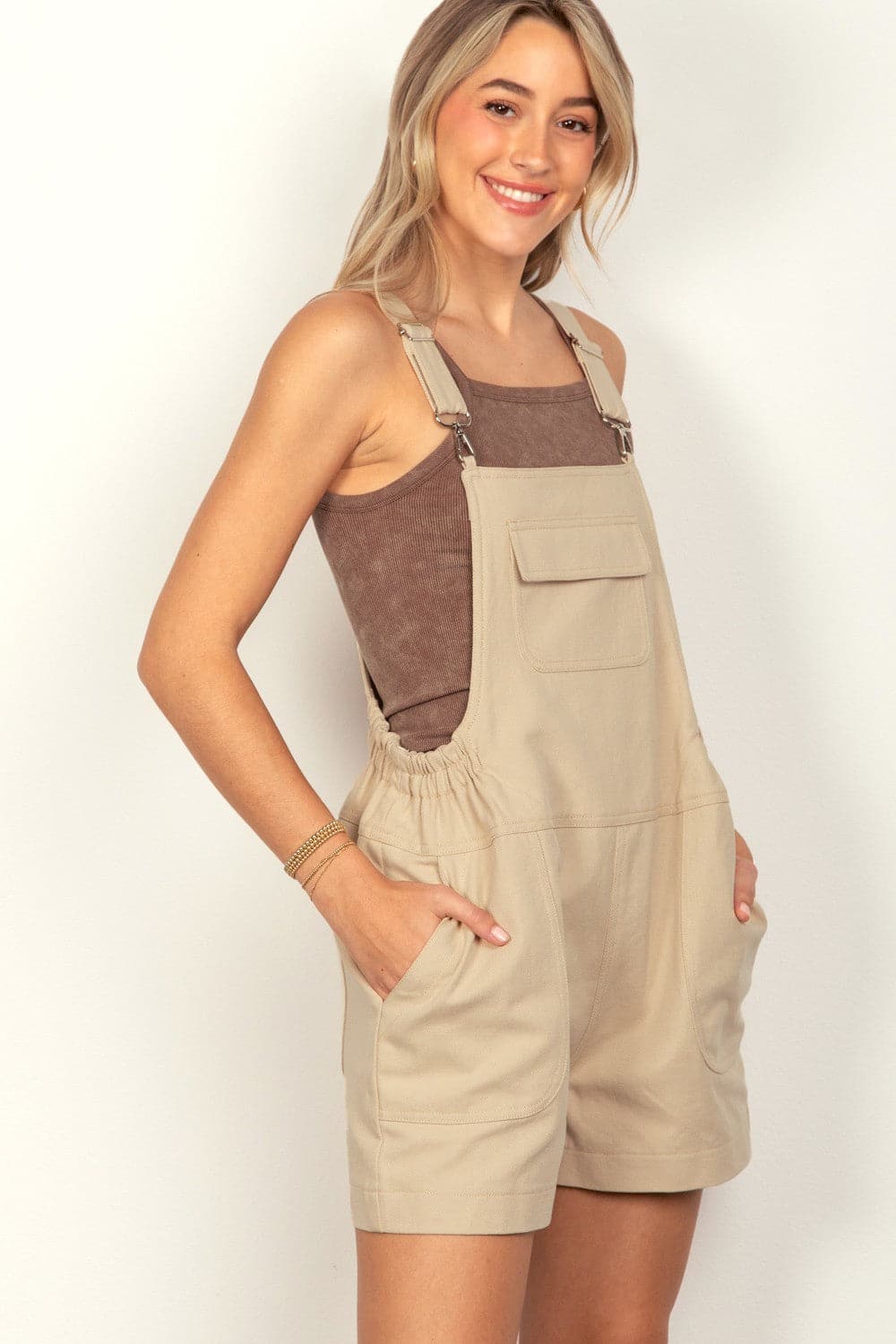 VERY J Adjustable Suspender Overalls with Pockets.