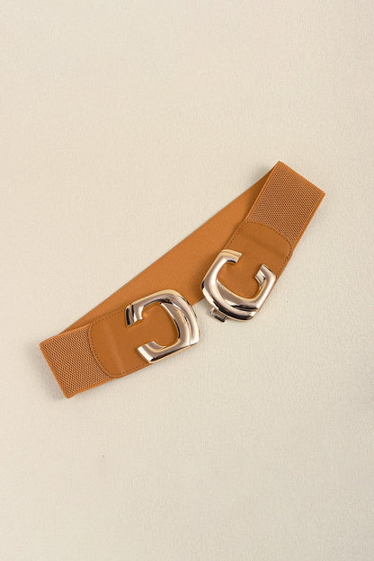 Zinc Alloy Buckle Elastic Wide Belt.