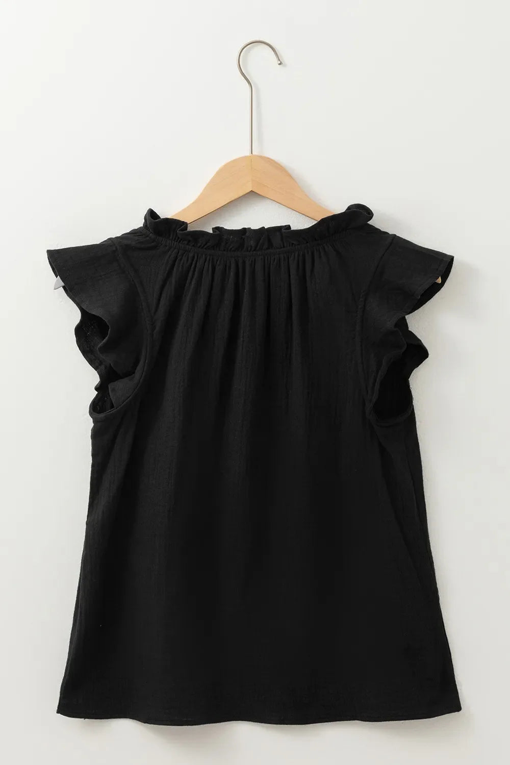 Ruffled Shoulder Notched Shift Tank Top