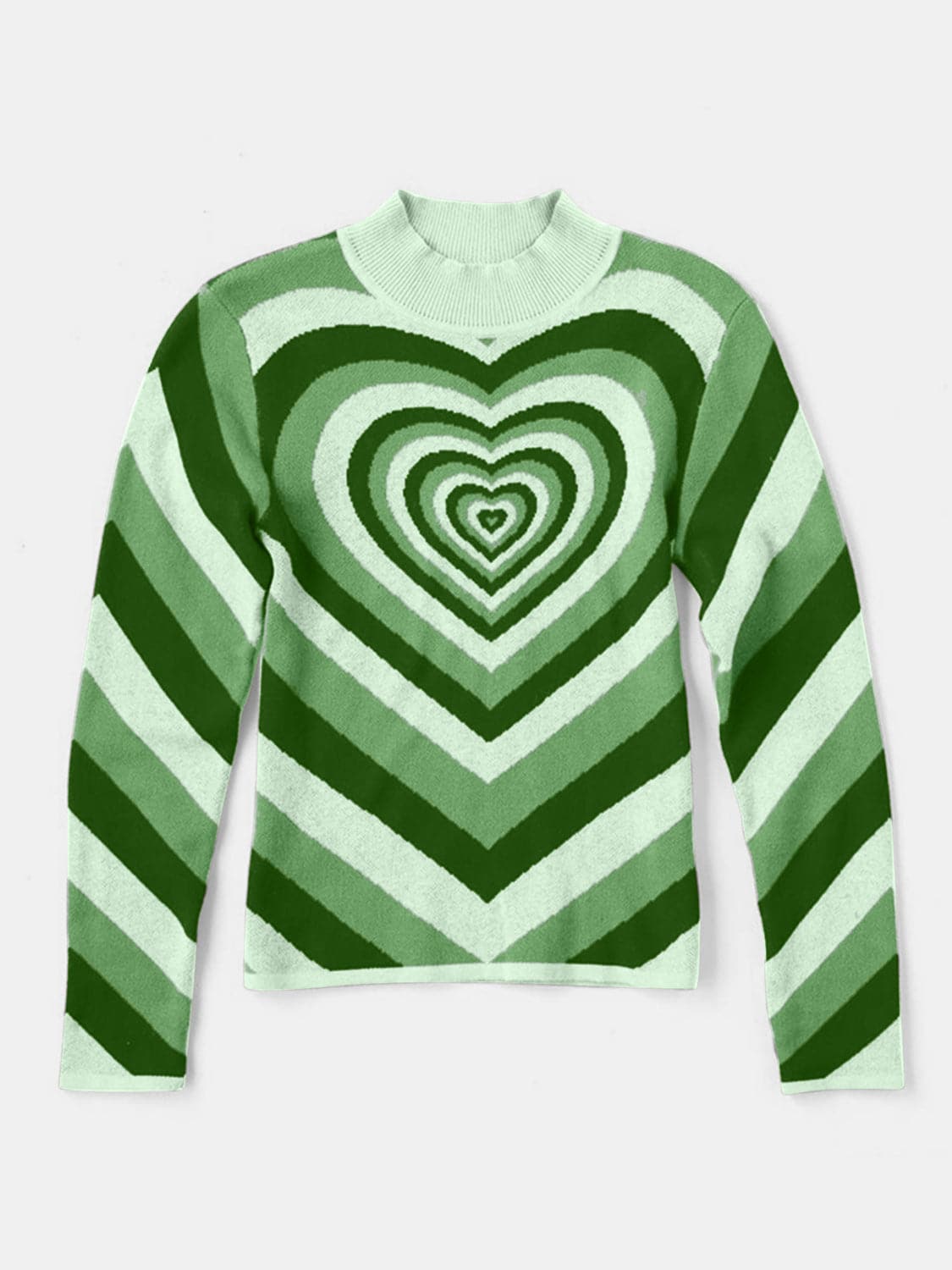 Heart Mock Neck Long Sleeve Sweater.