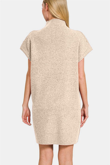 Zenana Short Sleeve Sweater Mini Dress.