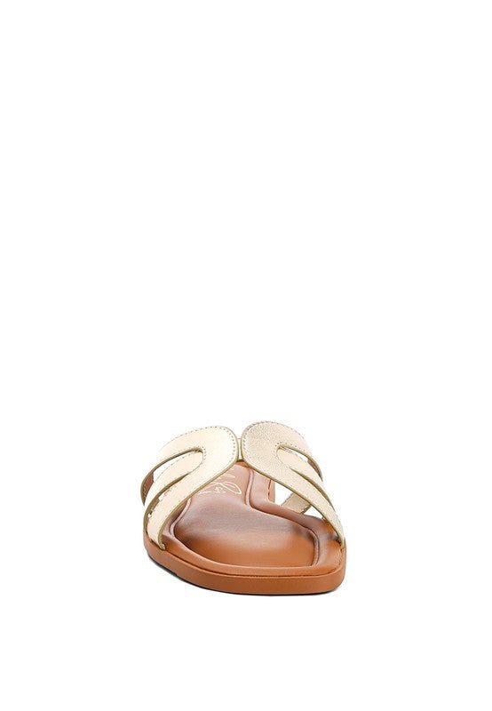 Aura Faux Leather Flat Sandals