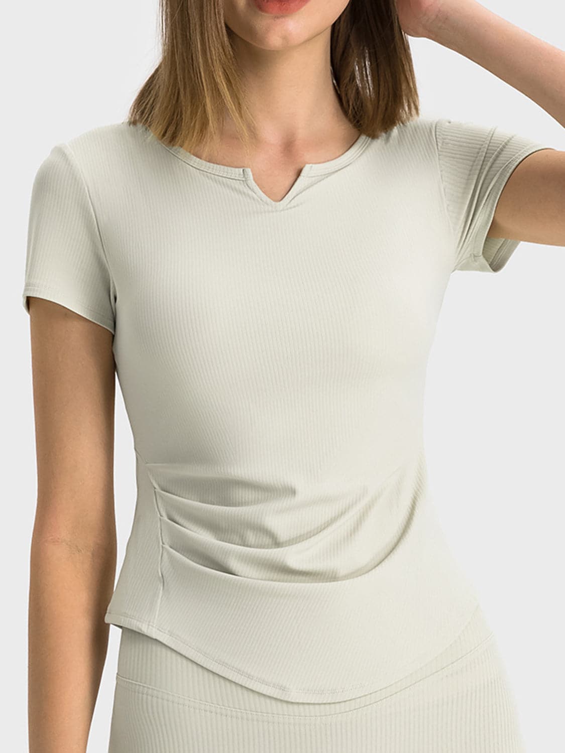 Notched Short Sleeve Active T-Shirt.