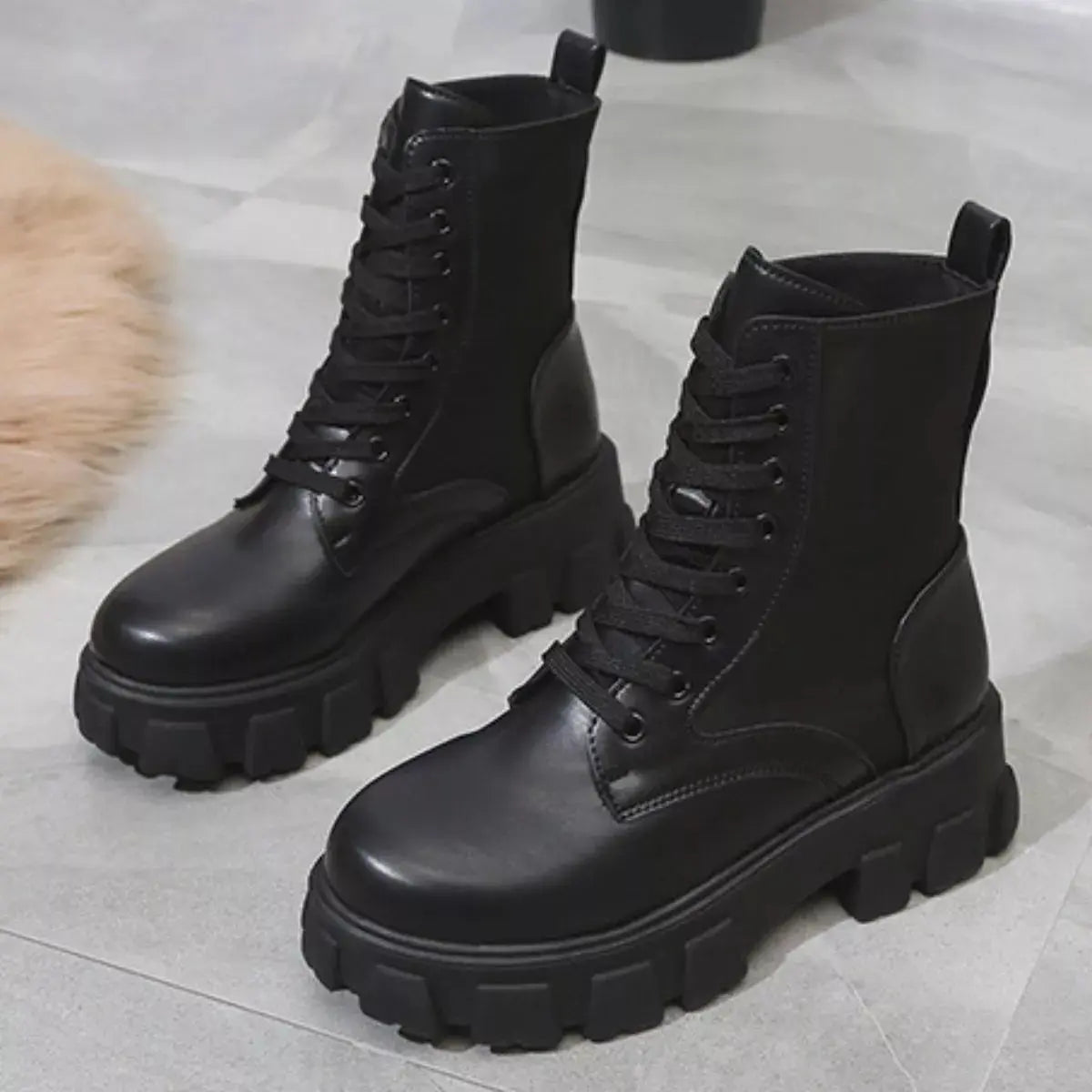 Lace Up Platform Ankle Boots Simply Love