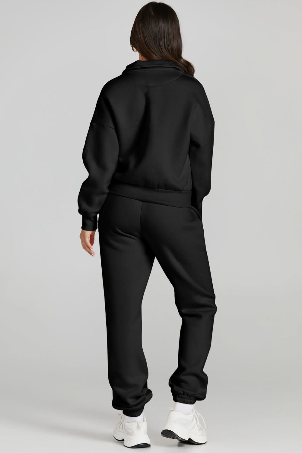 Activewear Quarter Zip Hoodie and Drawstring Pants Set