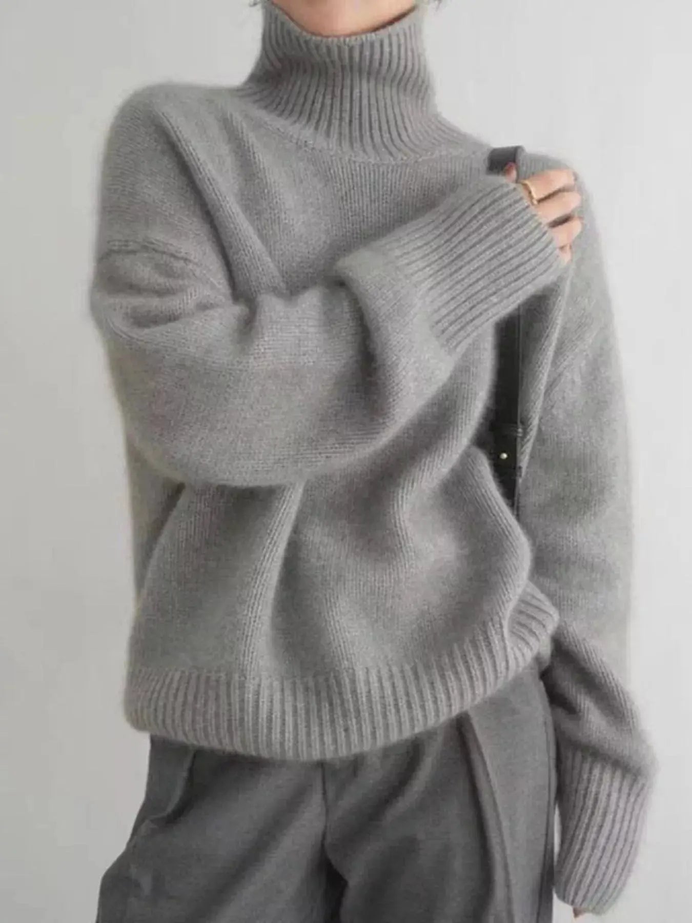 Turtleneck Dropped Shoulder Sweater Simply Love