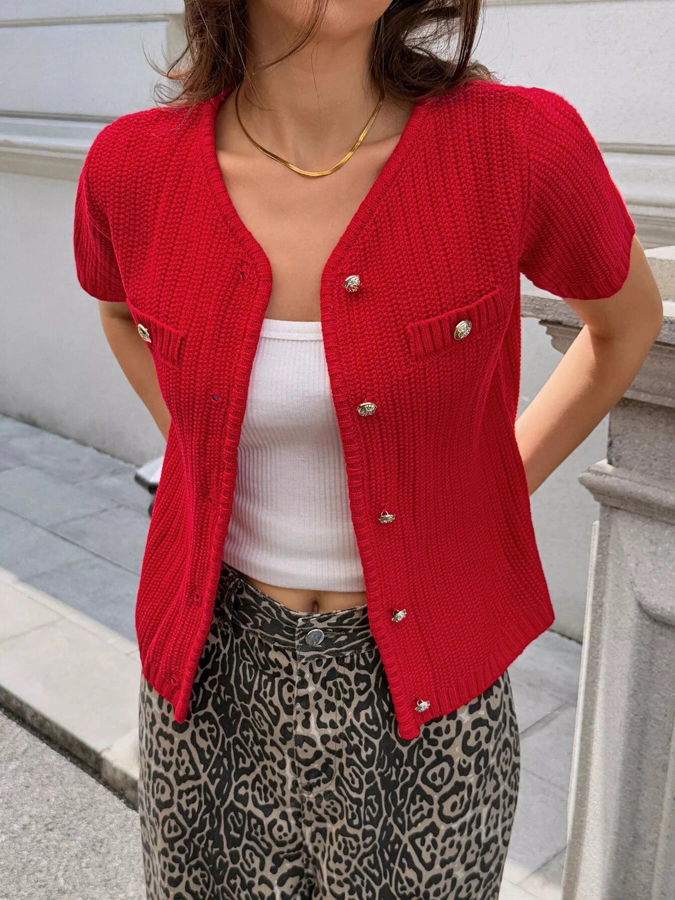 Button Down Short Sleeve Cardigan 95 Percent Acrylic 5 Percent Spandex Imported Simply Love