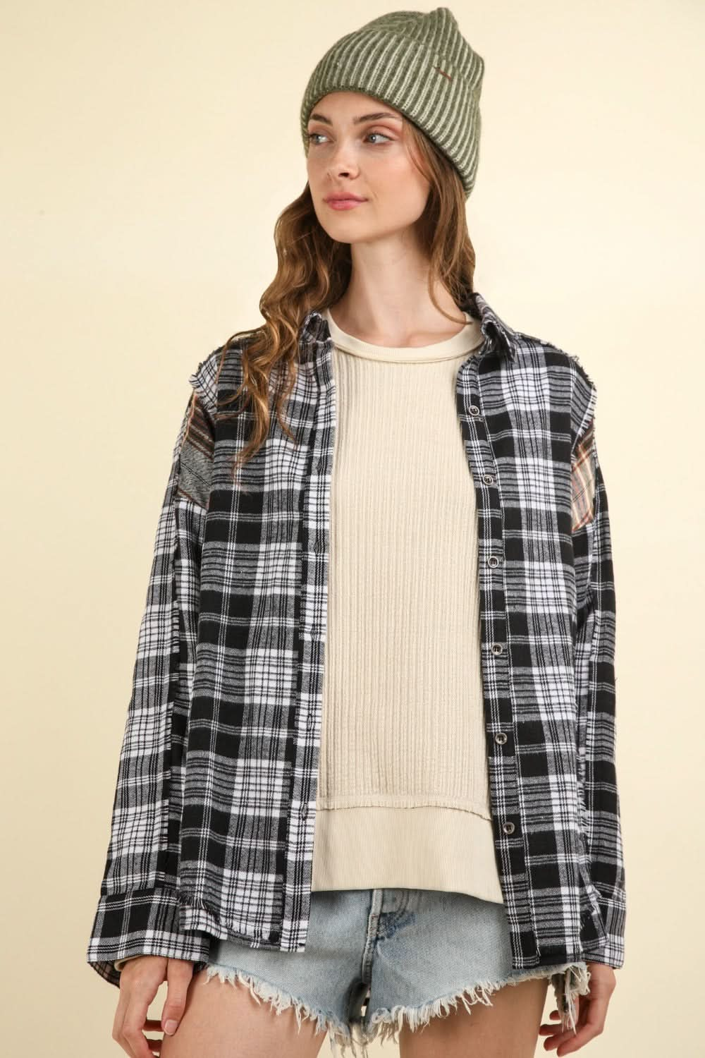 Very J plaid casual shirt