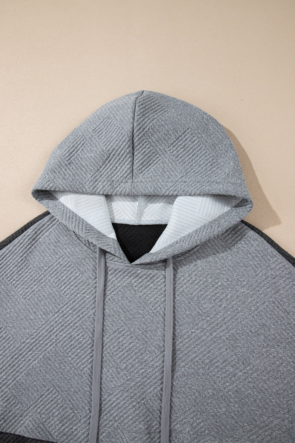 Gray color block drop shoulder hoodie