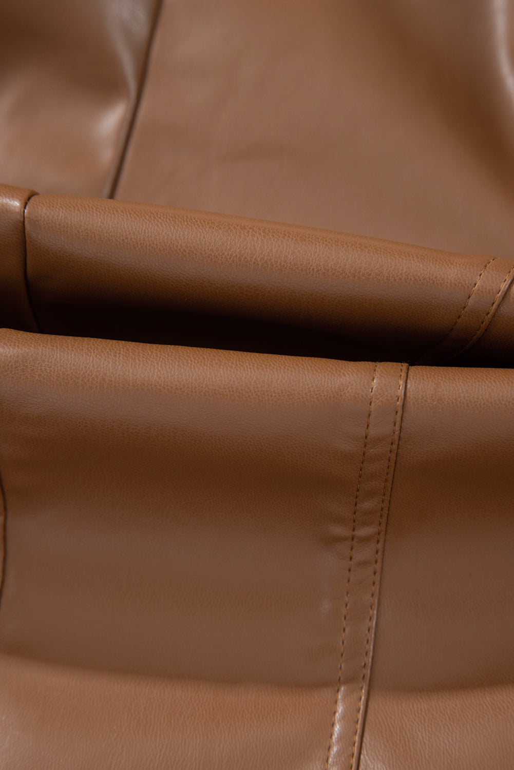 Chic chestnut faux leather bomber