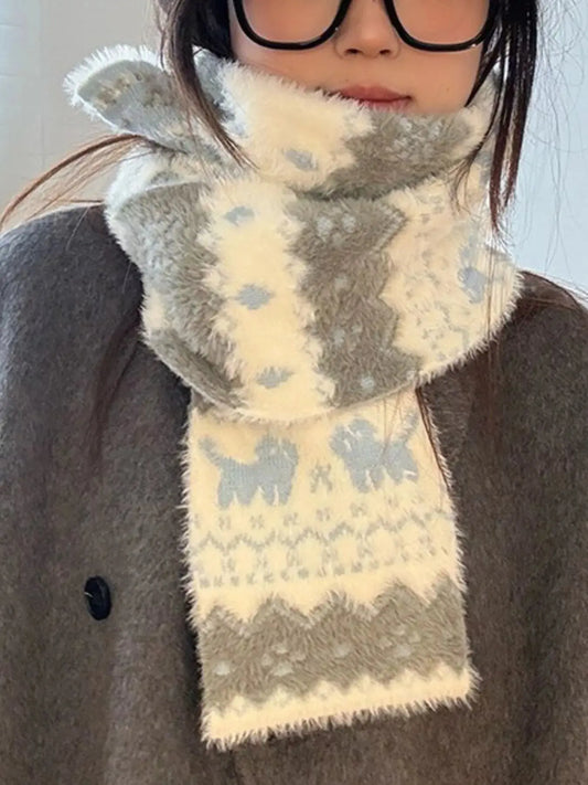 Animal Pattern Fuzzy Scarf Simply Love