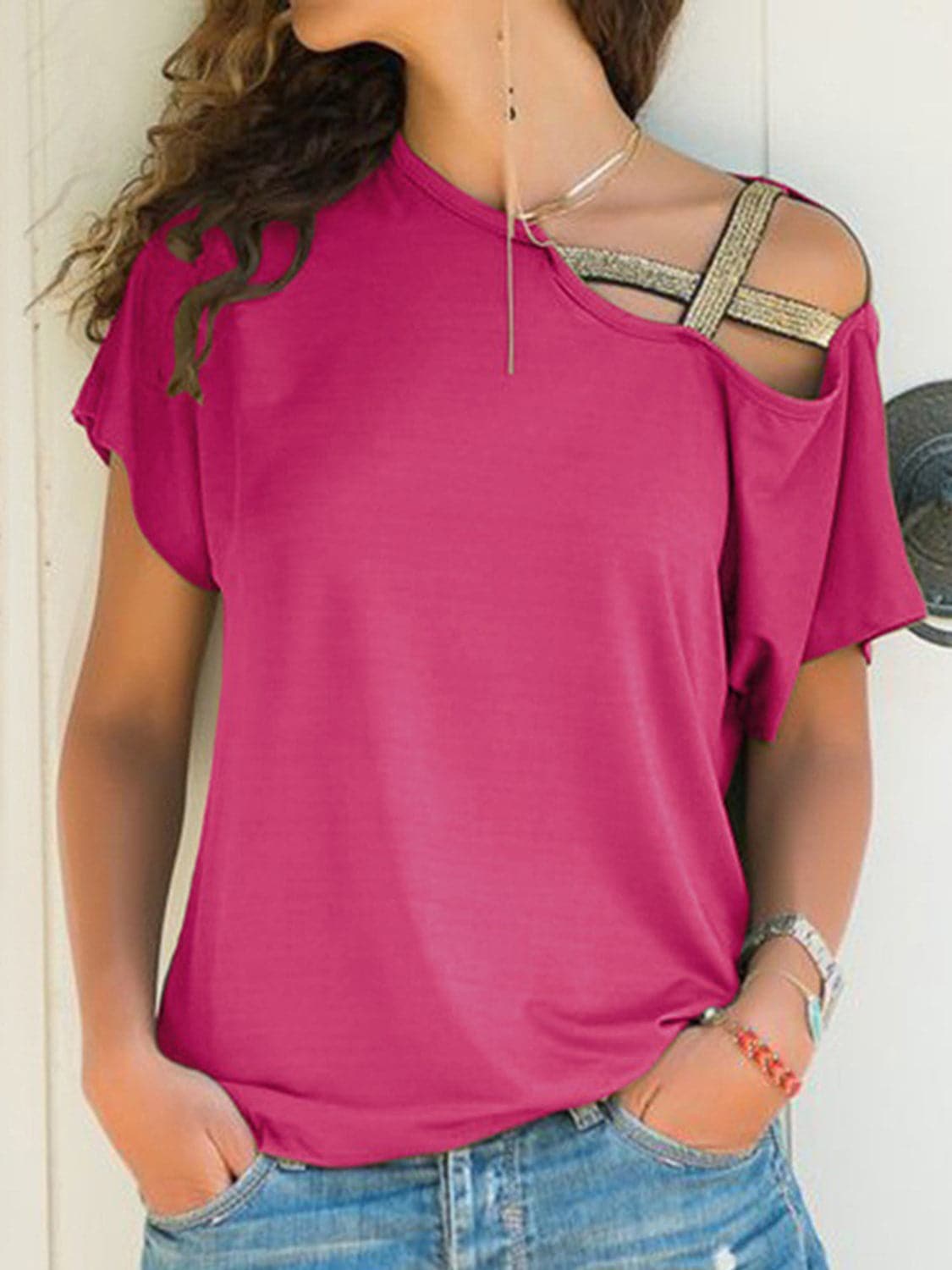 Asymmetrical short sleeve tee