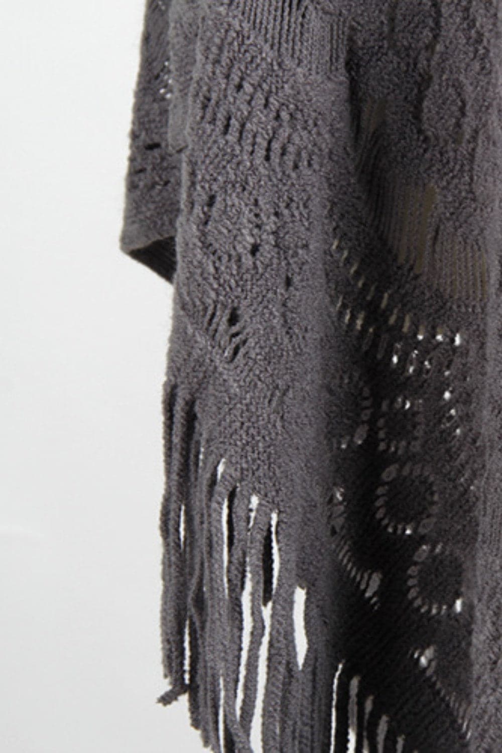 Fringe Openwork Surplice Cape Sleeve Poncho.