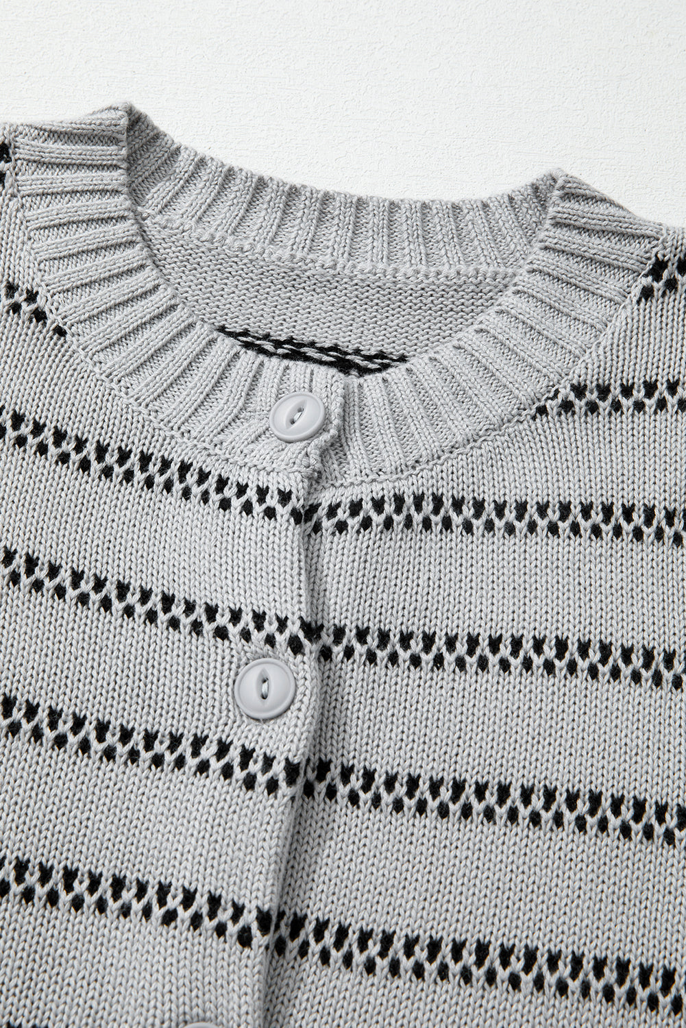 Gray Stripe Button Front Ribbed Trim Short Cardigan Dear-Lover Dropshipping