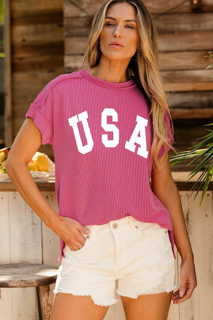 USA Round Neck Short Sleeve T-Shirt.