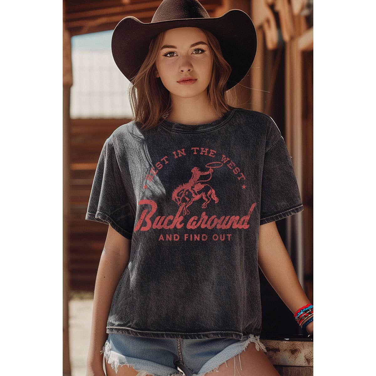 Best in the West Mineral Graphic Tee Vintage Wash Cotton Fitkitty Culture Athleisure Wear, Yoga Wear & Women's Clothing