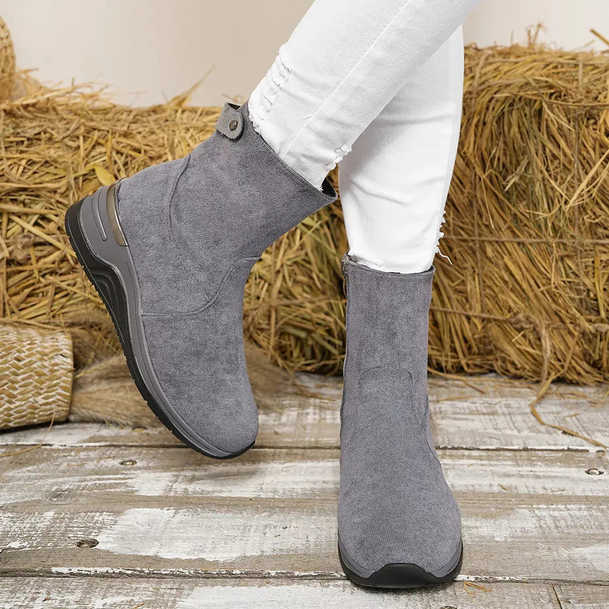Suede Ankle Boots with Wedge Heel Simply Love