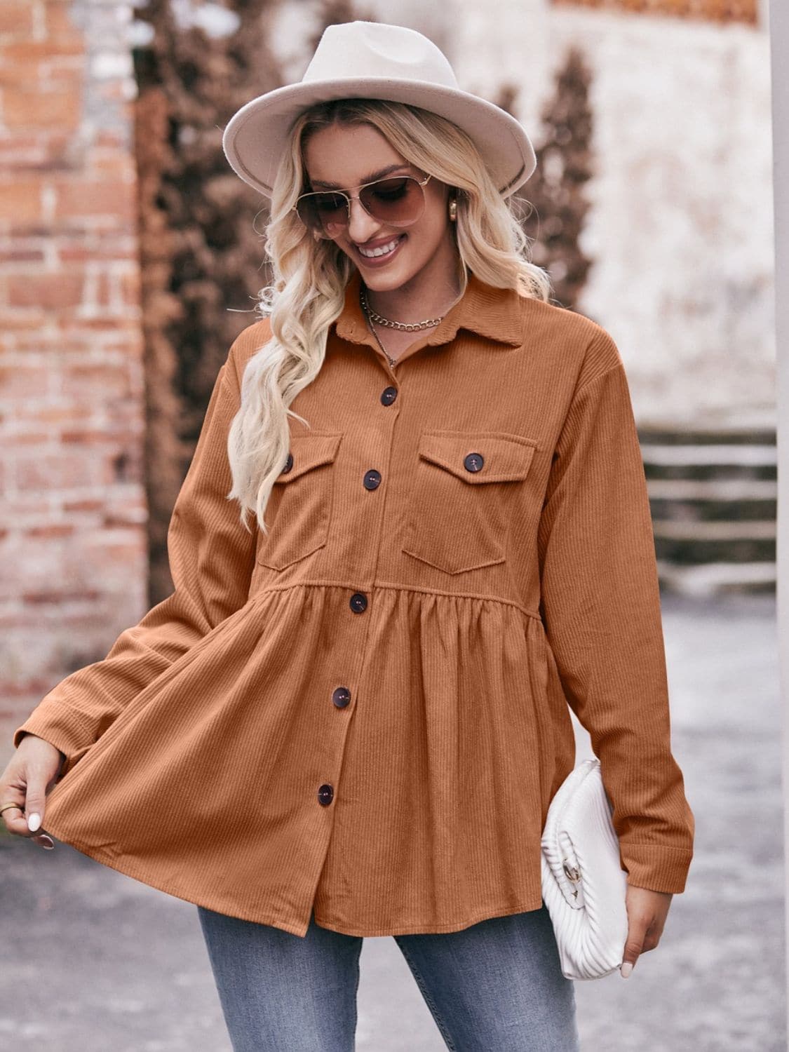 Mandy collared long sleeve blouse