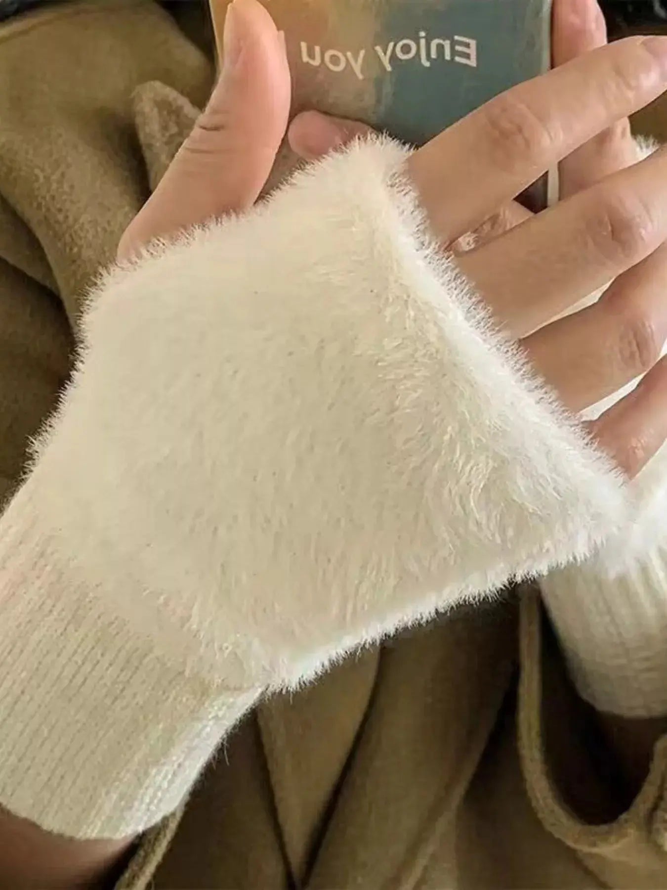 Fuzzy Cuff Fingerless Gloves Simply Love