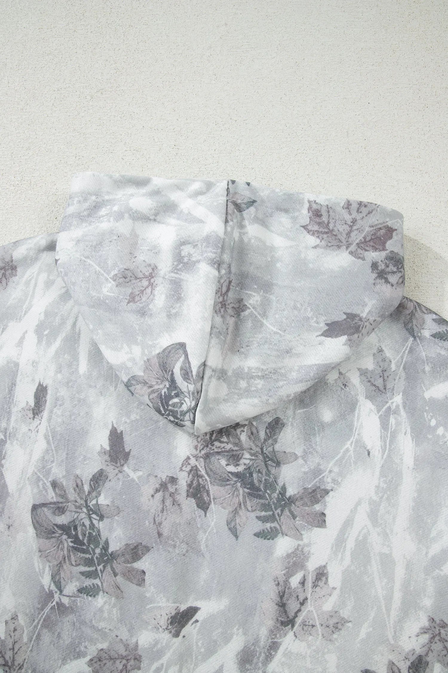 Gray Camo Leaf Print Kangaroo Pocket Quarter Zip Hoodie Dear-Lover Dropshipping