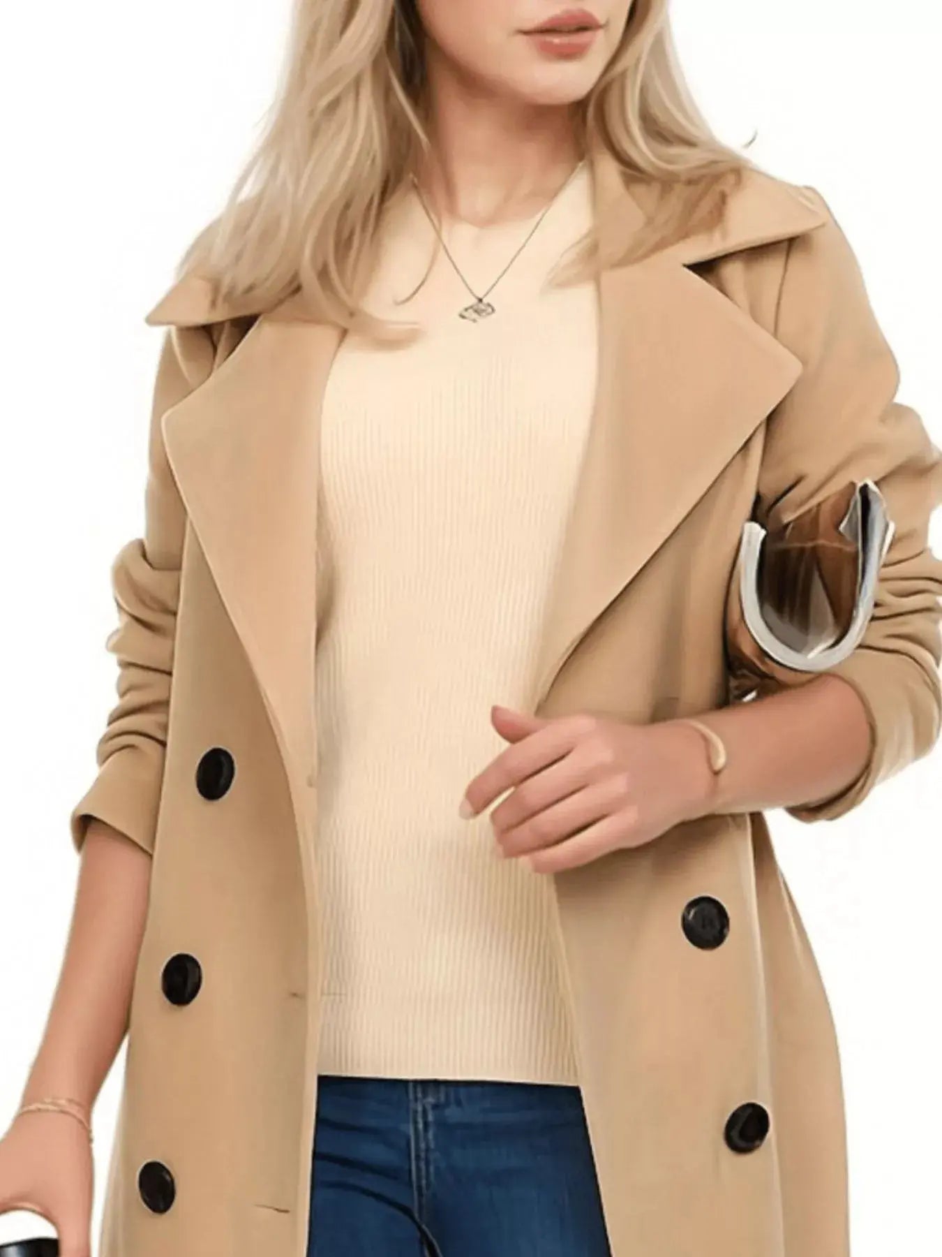 Double Breasted Long Sleeve Coat Simply Love
