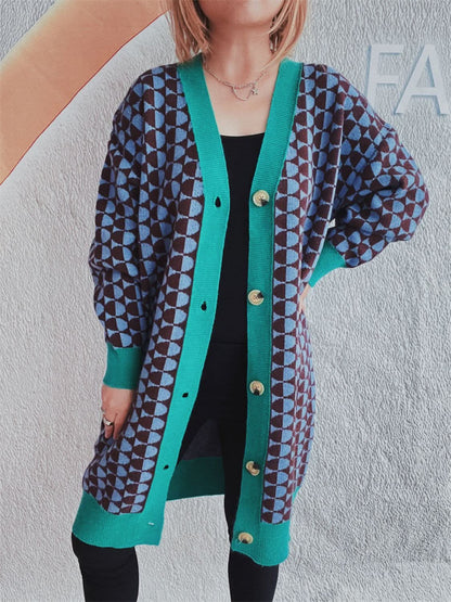 Geometric cardigan with trim