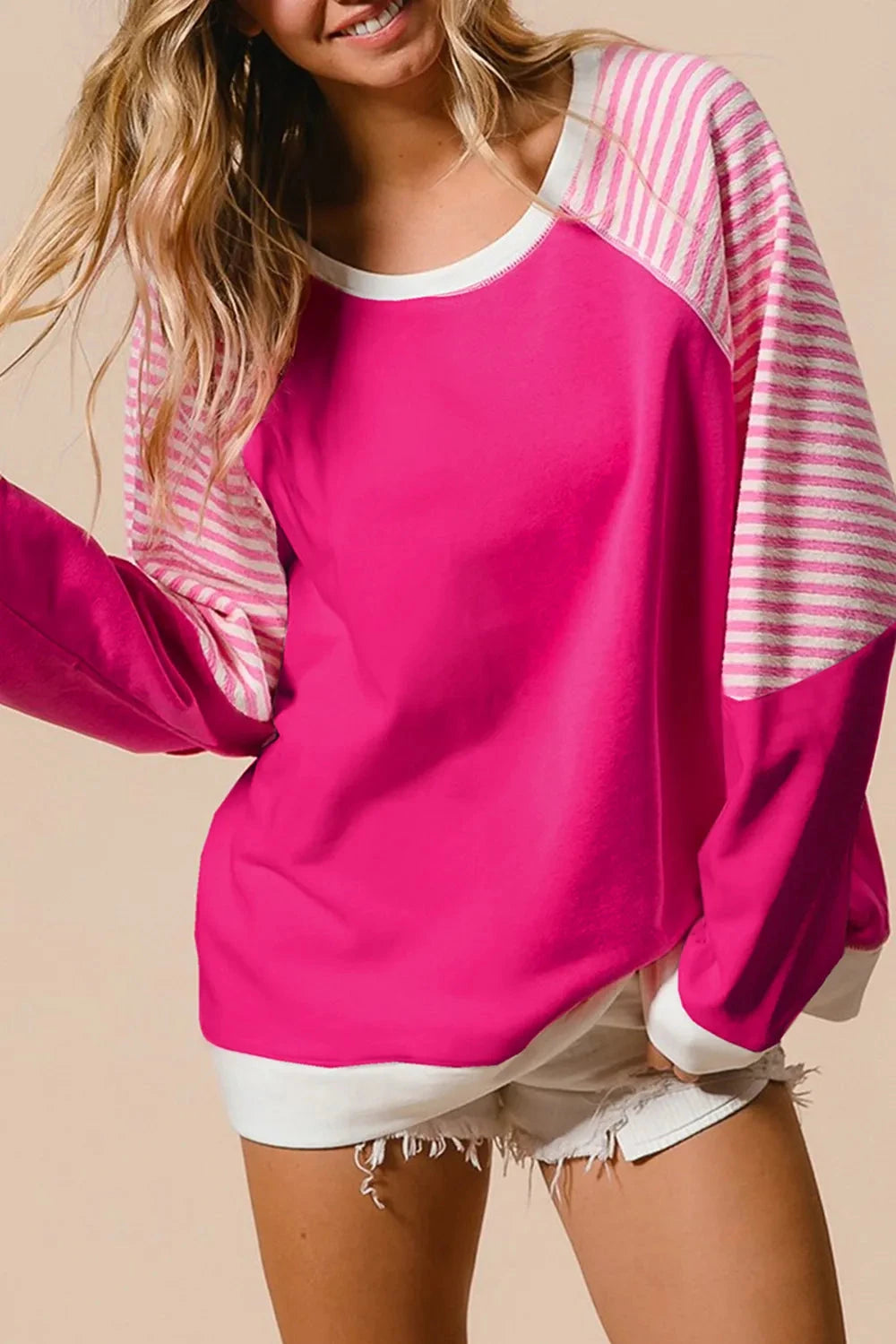Striped Round Neck Long Sleeve Sweatshirt Coco’s Tee Boutique