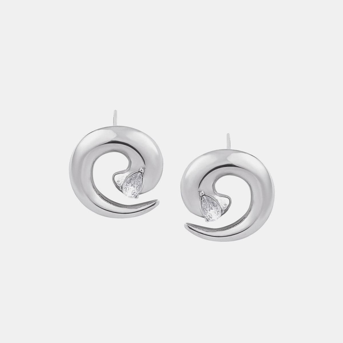 Titanium Steel Zircon Spiral Shape Earrings.