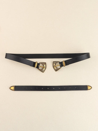 Double Buckle PU Leather Belt.