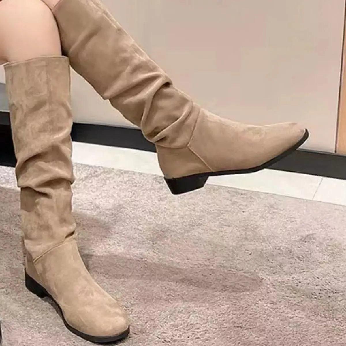 Round Toe Block Heels Boots Simply Love