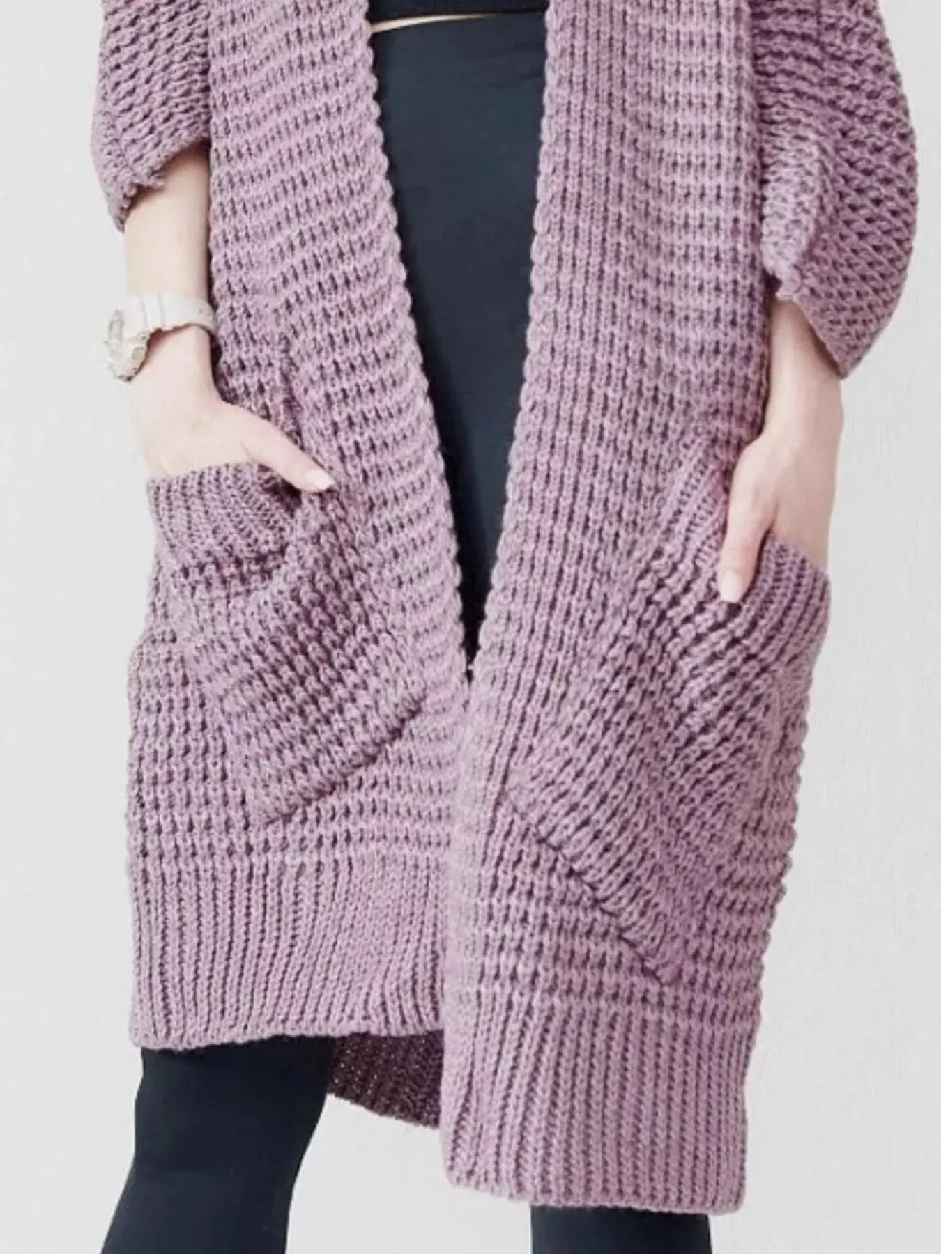 Full Size Chunky Knit Open Front Cardigan Plus Size Simply Love