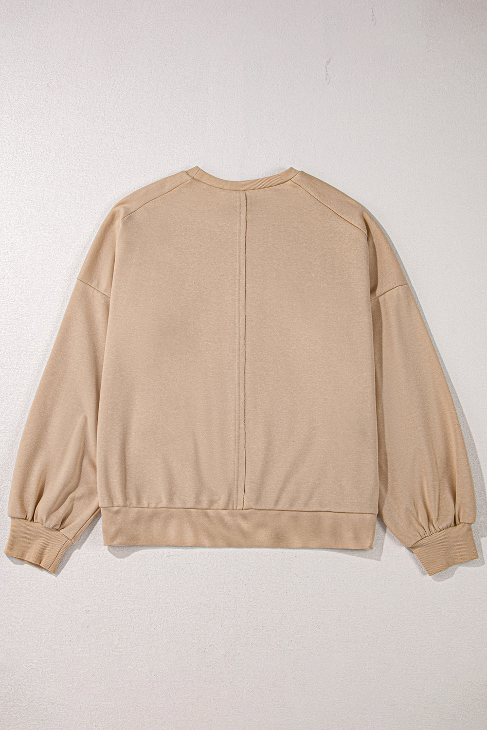 Peaceful blooms plus size terry sweatshirt in pale khaki