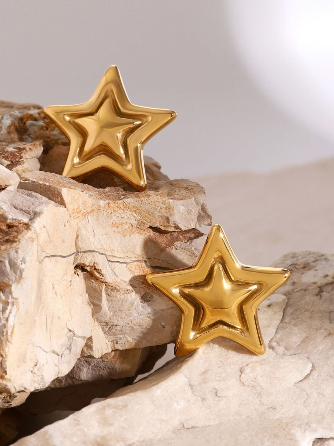 Chic 18K gold-plated stainless steel star stud earrings