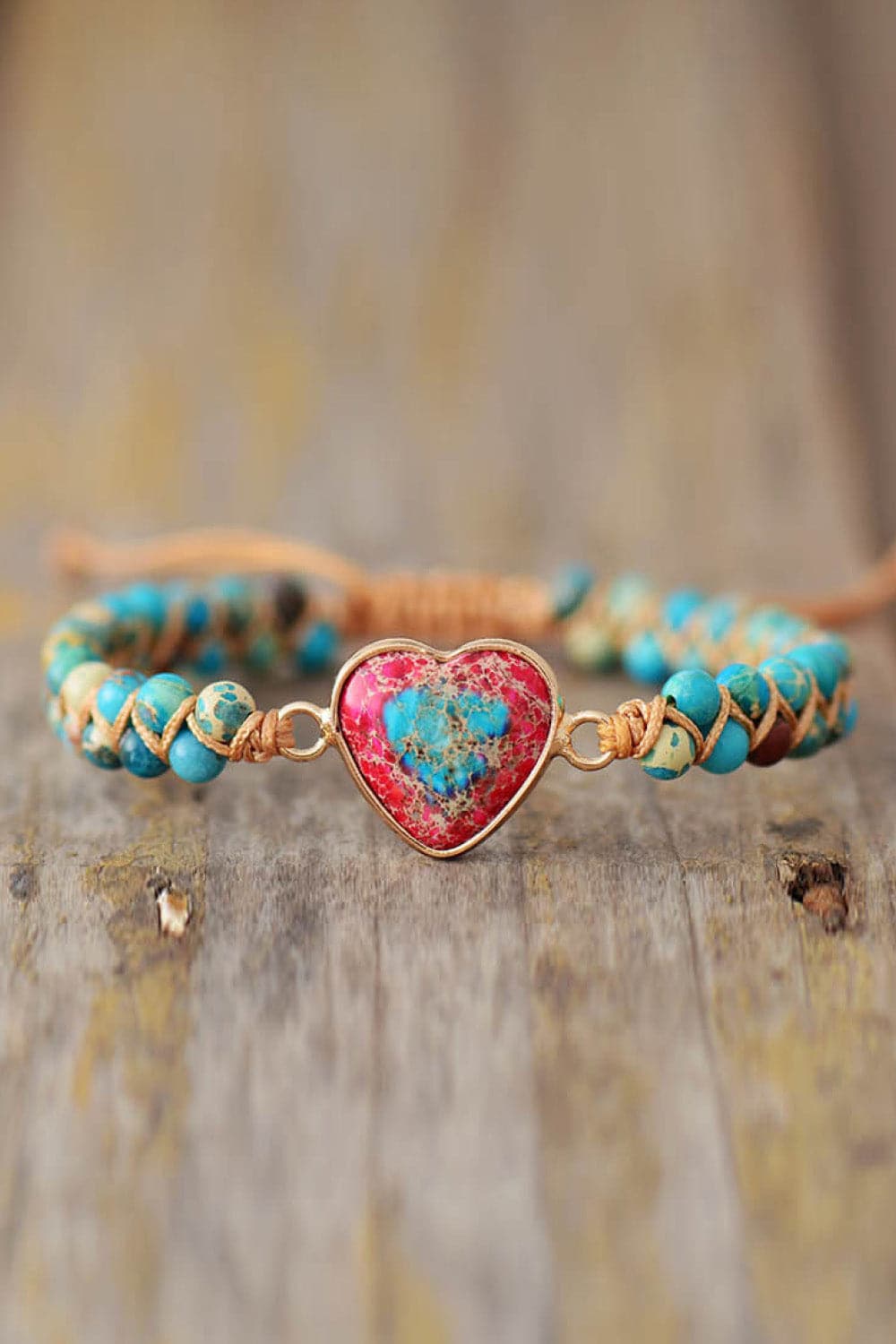 Handmade Heart Shape Natural Stone Bracelet.