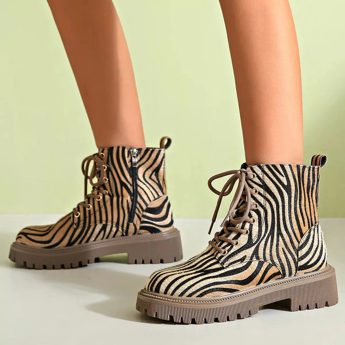 Animal Print Lace-Up Ankle Boots Simply Love