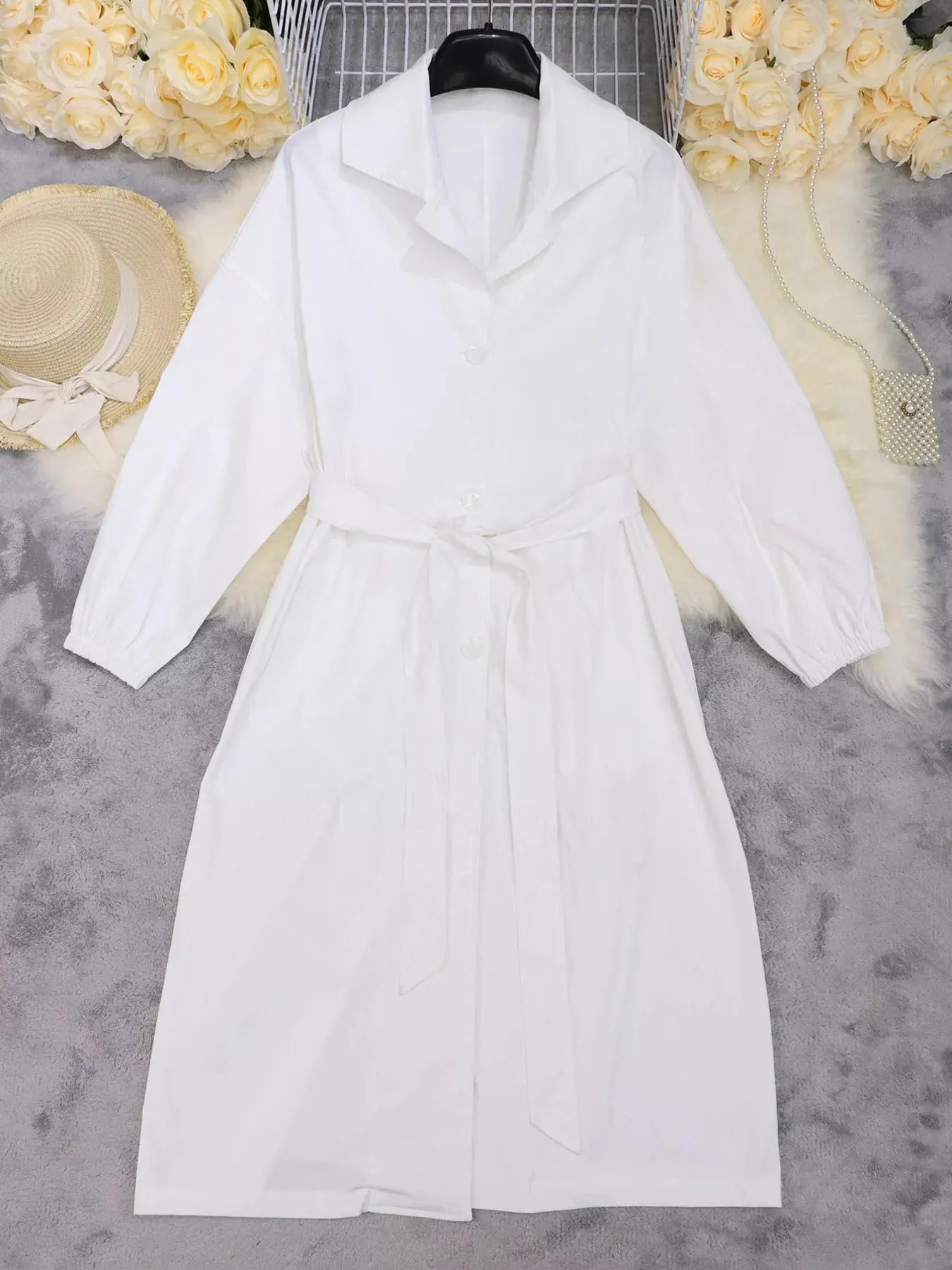 Tie Waist Midi Shirt Dress Simply Love