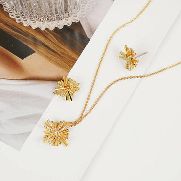 Starburst Gold-Plated Earrings and Necklace Set.